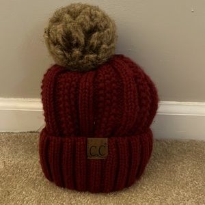 Deep red winter hat